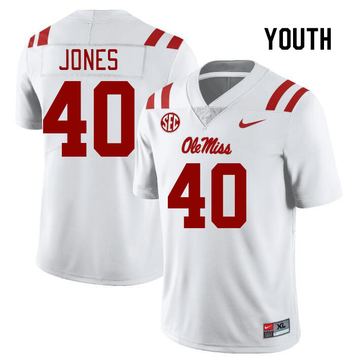 Youth #40 Matt Jones Ole Miss Rebels College Football Jerseys Stitched Sale-White